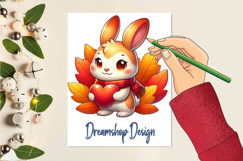 Cute Autumn Bunny Clipart Bundle - CraftNest - Digital Crafting and Art
