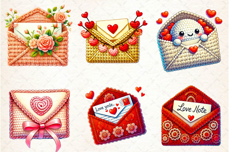 Valentine Crochet Envelopes Clipart Bundle - CraftNest - Digital Crafting and Art