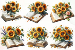 Sunflower Books Clipart Bundle - CraftNest - Digital Crafting and Art