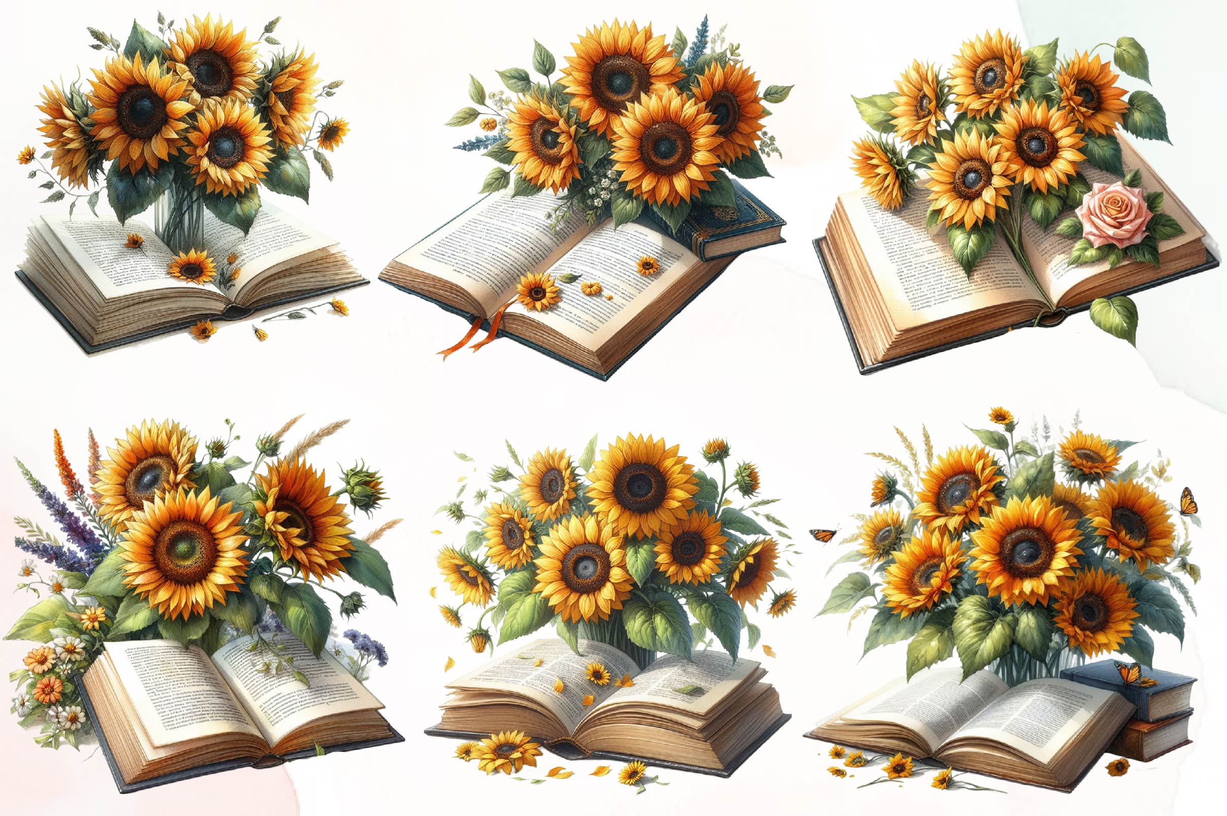 Sunflower Books Clipart Bundle - CraftNest - Digital Crafting and Art