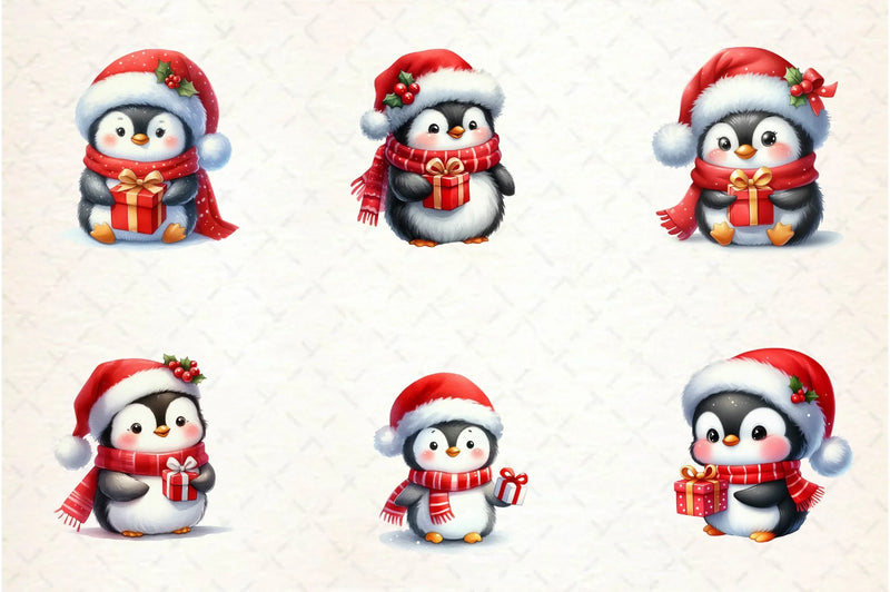 Cute Penguin Christmas Clipart Bundle - CraftNest - Digital Crafting and Art