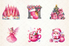Exquisite Pink Christmas Wonderland Clipart Bundle - CraftNest - Digital Crafting and Art