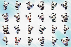 Cute Panda Peeking Around Corner Clipart Bundle - CraftNest - Digital Crafting and Art