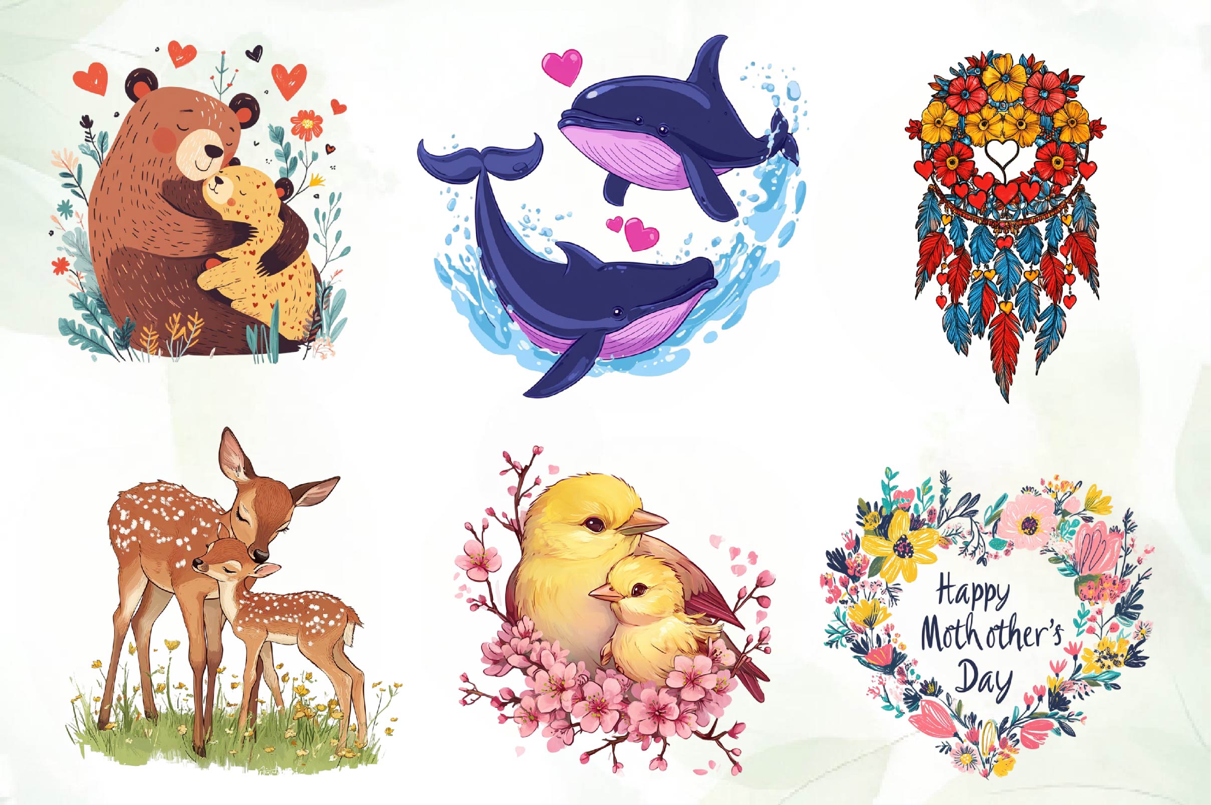 Hand Drawn Mothers Day Illustrations Clipart Bundle - CraftNest - Digital Crafting and Art