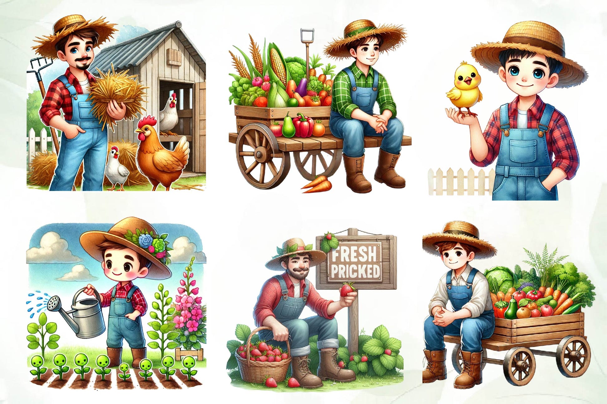 Spring Farmer Clipart Bundle - CraftNest - Digital Crafting and Art