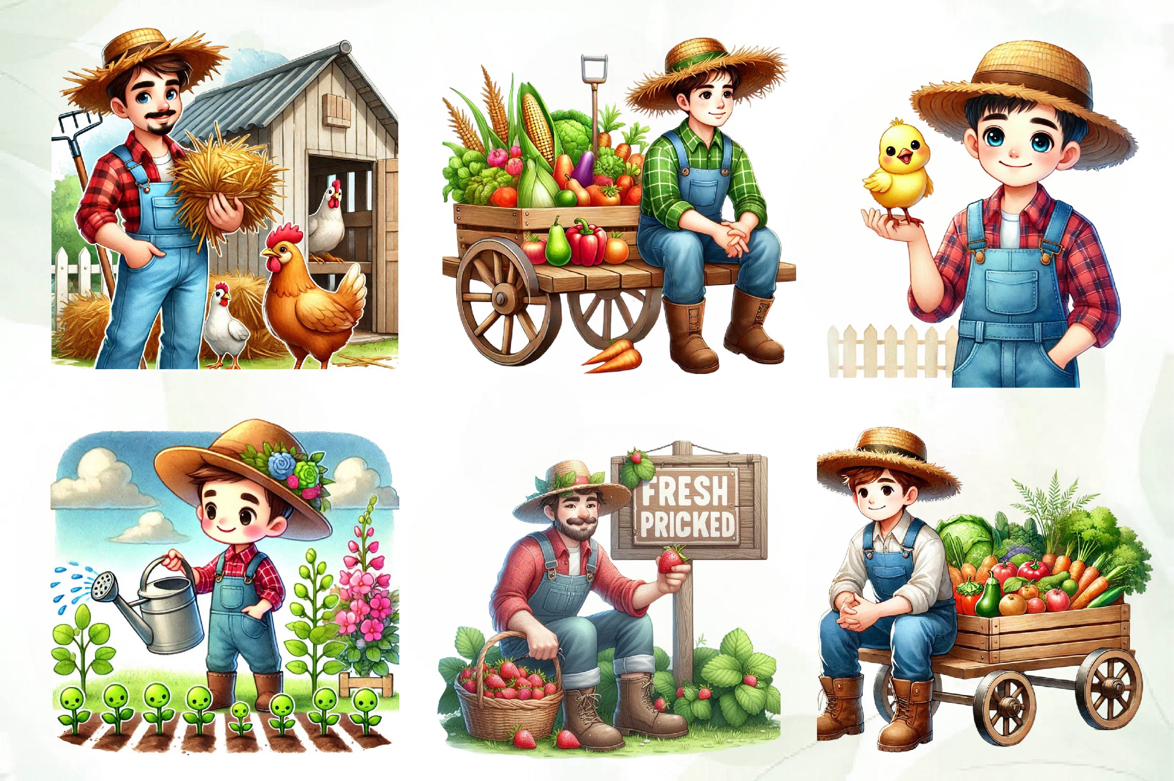 Spring Farmer Clipart Bundle - CraftNest - Digital Crafting and Art
