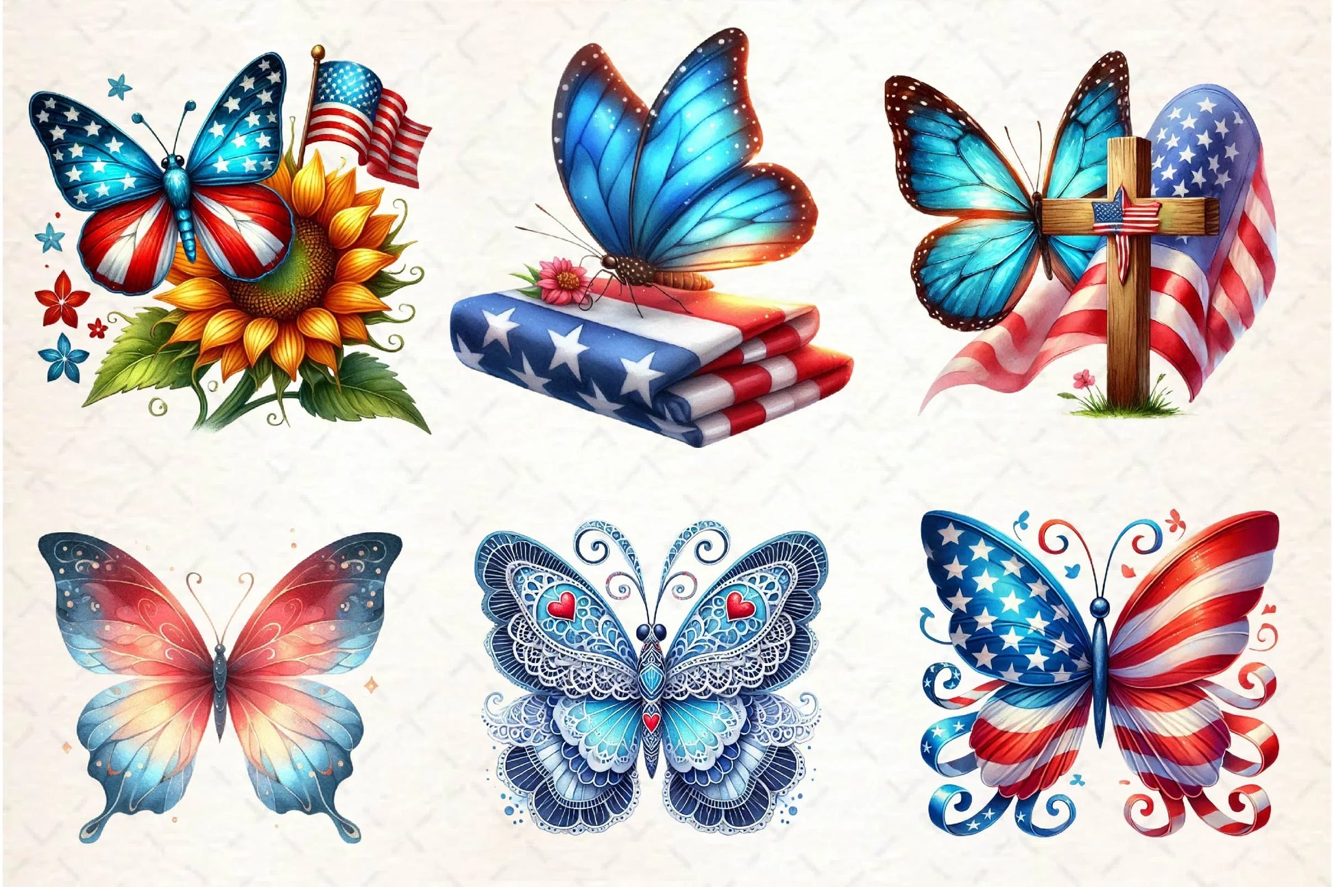 Memorial Day Butterfly Clipart Bundle - CraftNest - Digital Crafting and Art