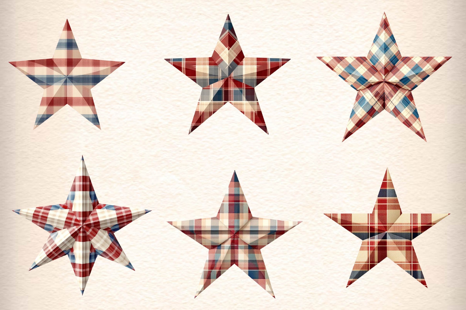 Americana Plaid Star Clipart Bundle - CraftNest - Digital Crafting and Art