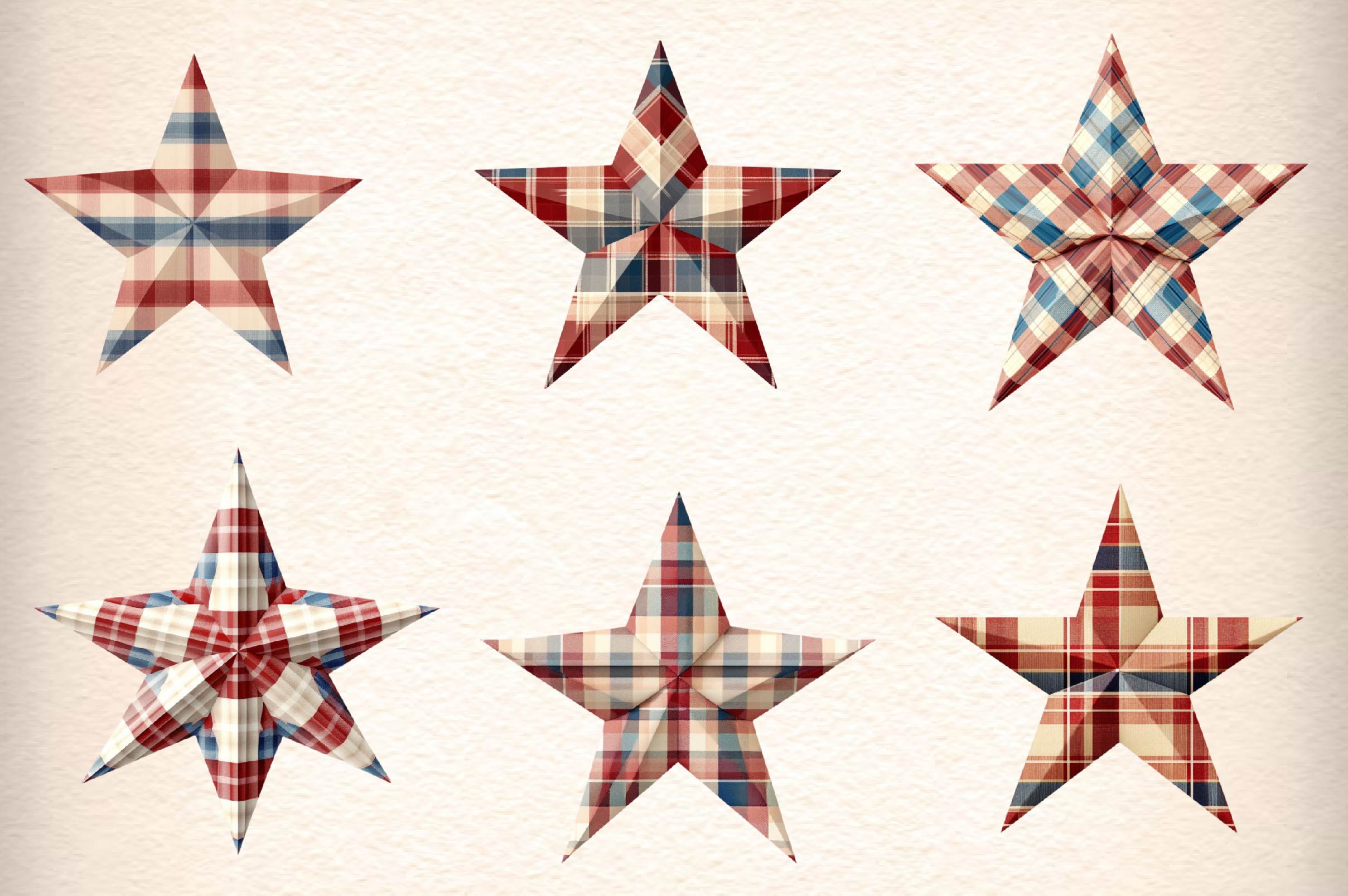 Americana Plaid Star Clipart Bundle - CraftNest - Digital Crafting and Art