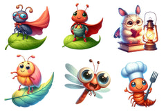 Cute Funny Cartoon Insects Clipart Bundle - CraftNest - Digital Crafting and Art