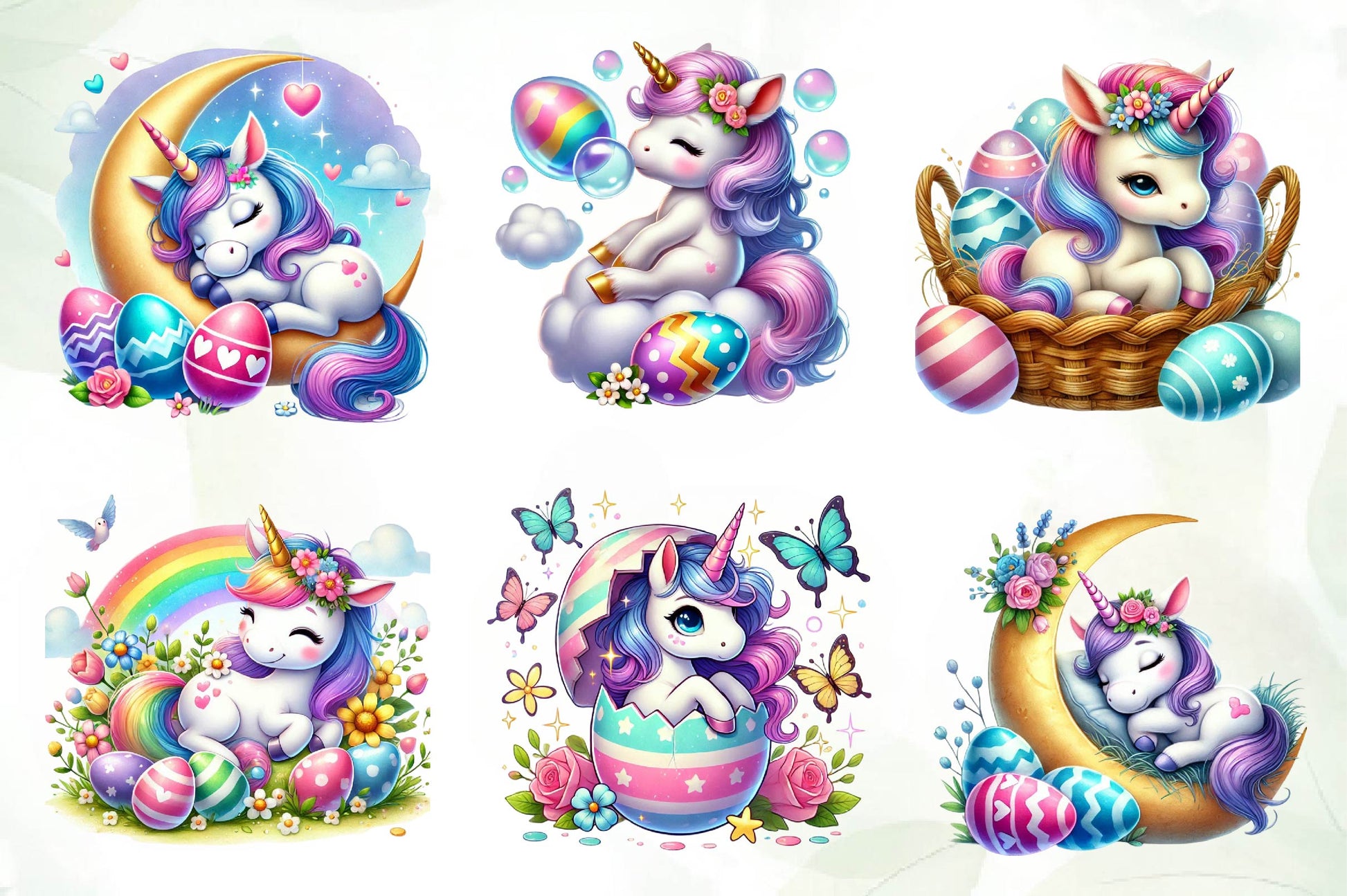 Newborn Unicorn Easter Day Clipart Bundle - CraftNest - Digital Crafting and Art