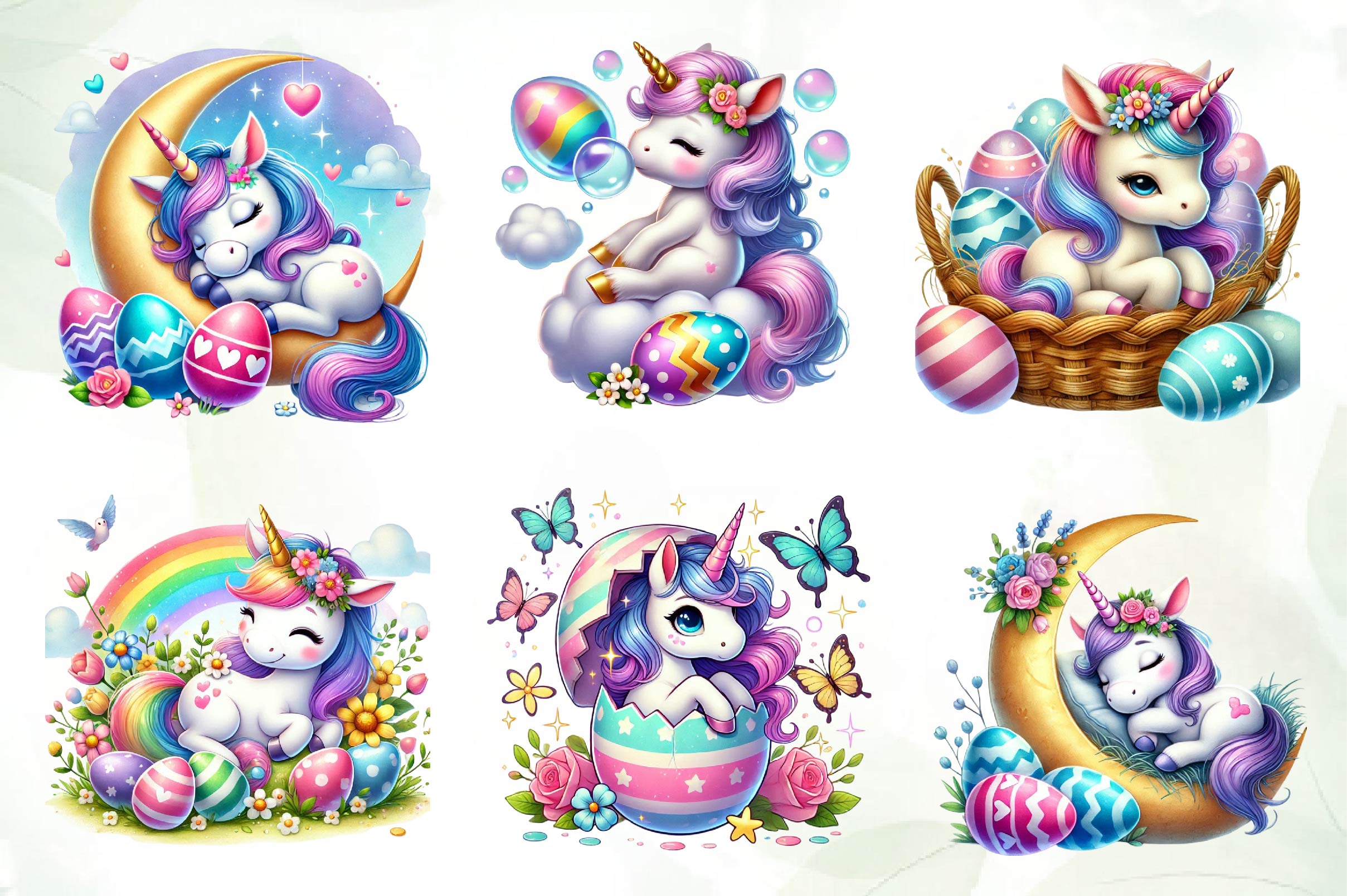 Newborn Unicorn Easter Day Clipart Bundle - CraftNest - Digital Crafting and Art