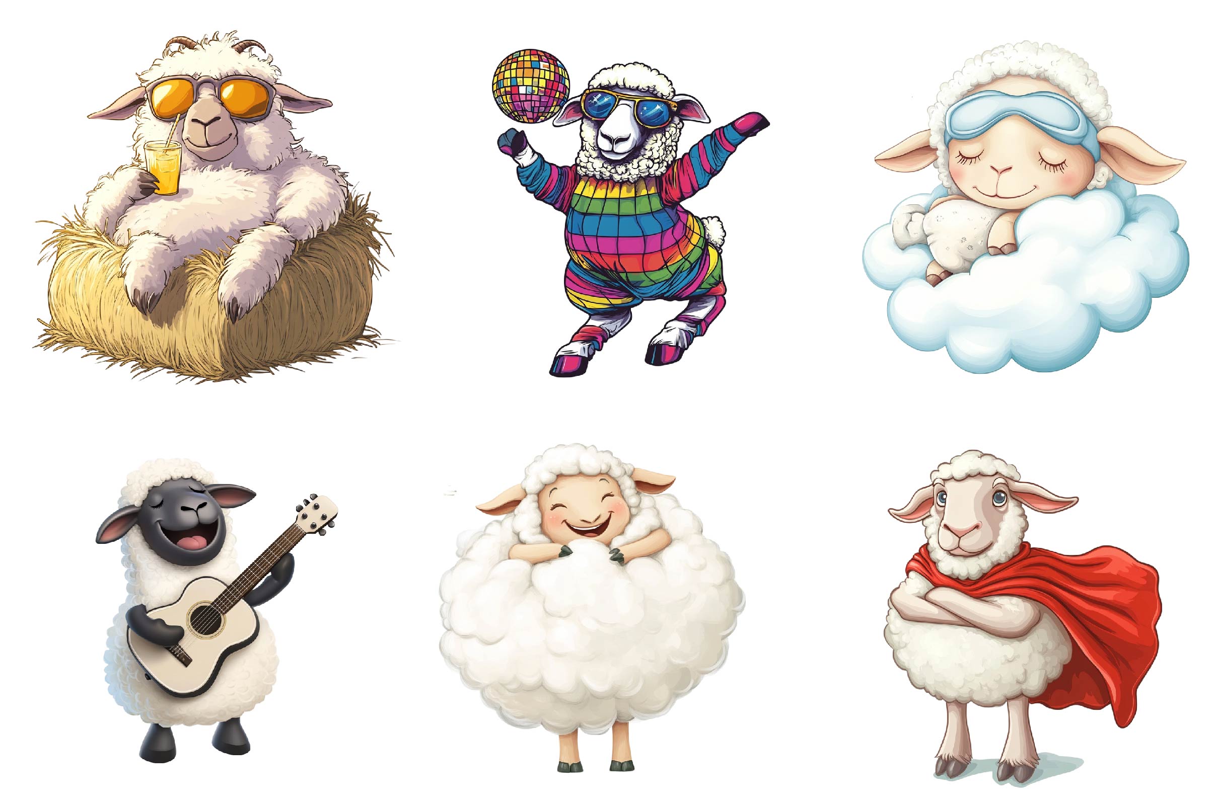 Quirky Funny Sheep Clipart Bundle - CraftNest - Digital Crafting and Art