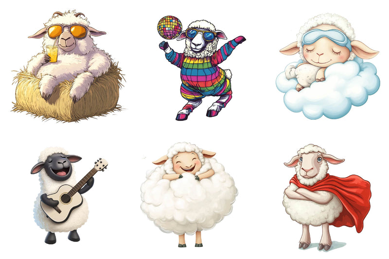 Quirky Funny Sheep Clipart Bundle - CraftNest - Digital Crafting and Art