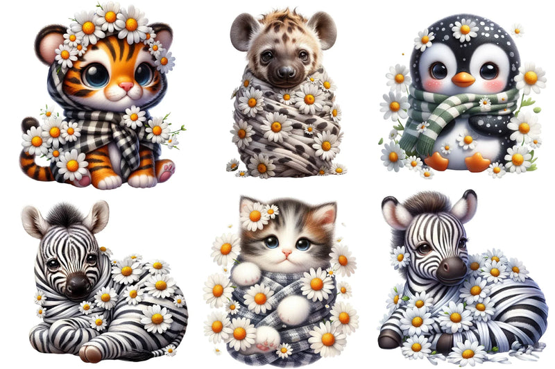 Daisy Animals Clipart Bundle - CraftNest - Digital Crafting and Art