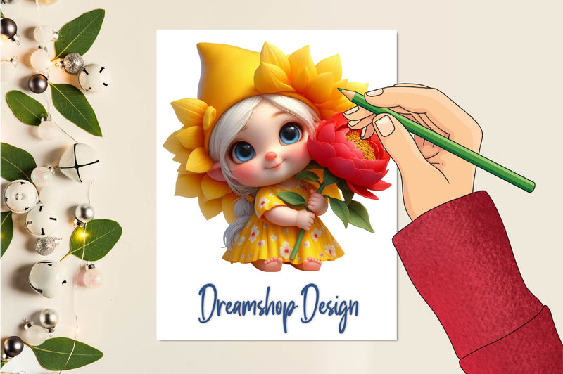 Sunflower Gnome Girl Clipart Bundle - CraftNest - Digital Crafting and Art