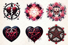 Valentine Gothic Pentacles Clipart Bundle - CraftNest - Digital Crafting and Art