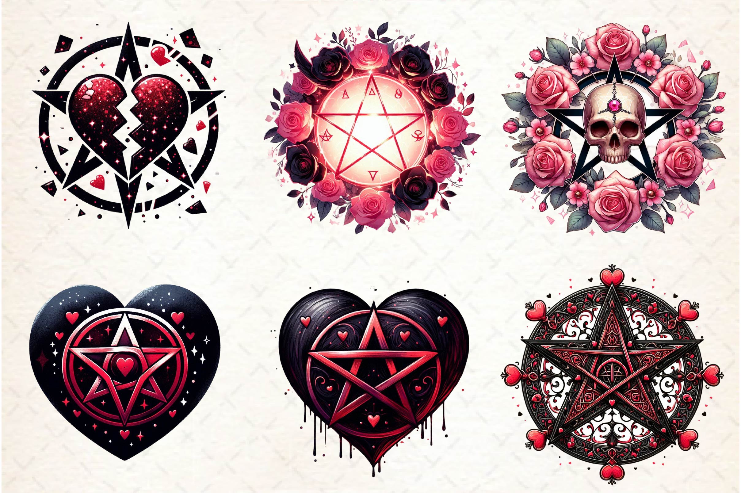 Valentine Gothic Pentacles Clipart Bundle - CraftNest - Digital Crafting and Art