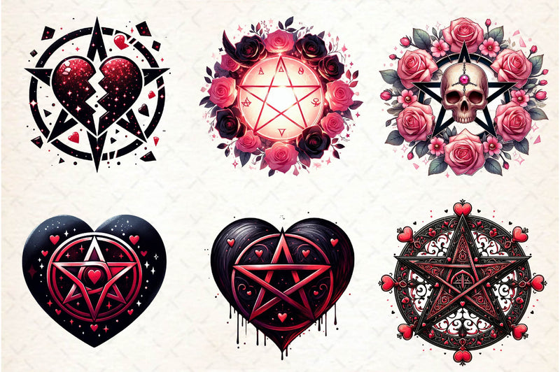 Valentine Gothic Pentacles Clipart Bundle - CraftNest - Digital Crafting and Art