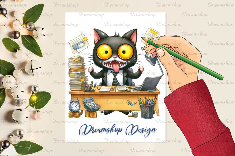 Funny Office Cat Clipart Bundle - CraftNest - Digital Crafting and Art