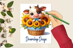 Sunflower Cow Clipart Bundle - CraftNest - Digital Crafting and Art