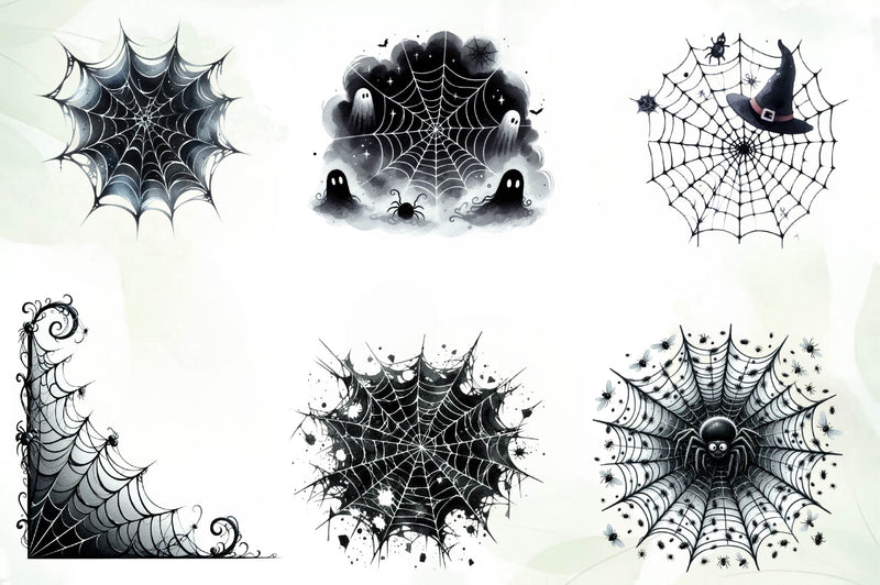 Black Cobweb Frame Halloween Spider Web Clipart Bundle - CraftNest - Digital Crafting and Art