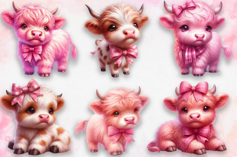 Baby Highland Cow Clipart Bundle - CraftNest - Digital Crafting and Art