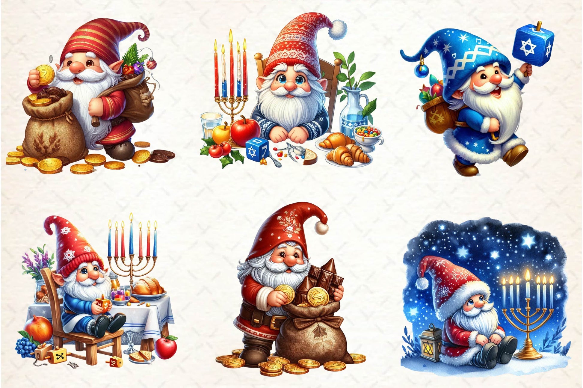 Gnome Hanukkah Clipart Bundle - CraftNest - Digital Crafting and Art