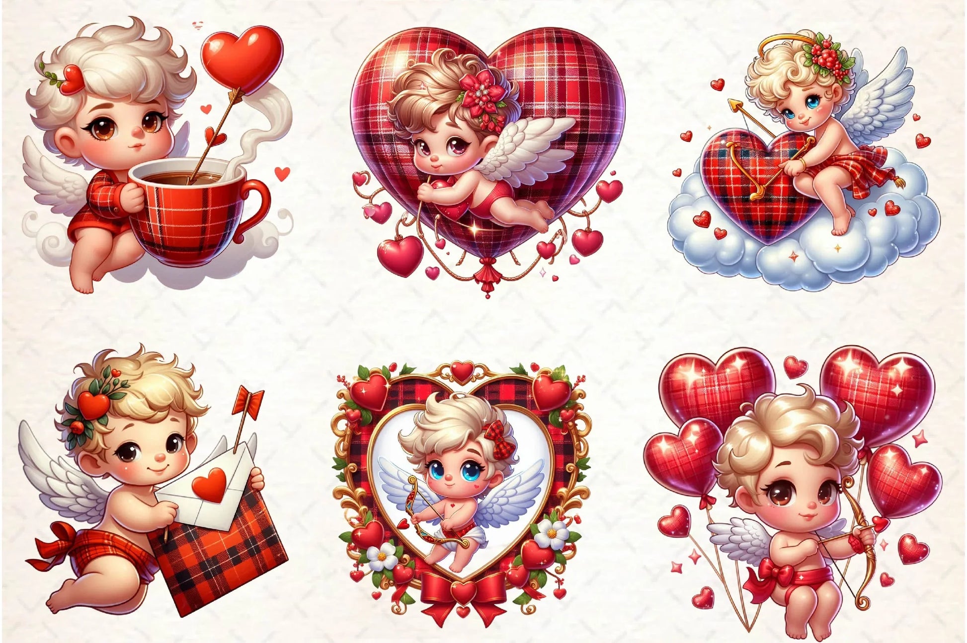 Red Valentine Cupid Clipart Bundle - CraftNest - Digital Crafting and Art
