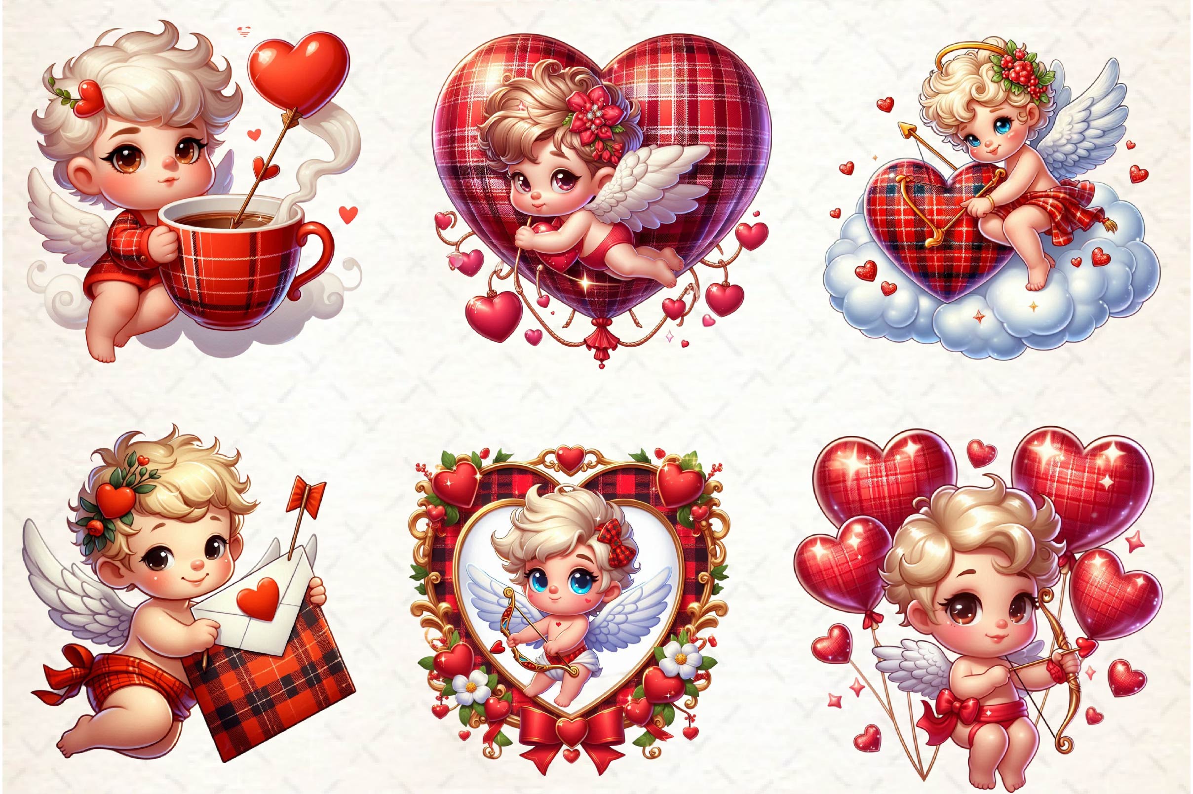 Red Valentine Cupid Clipart Bundle - CraftNest - Digital Crafting and Art