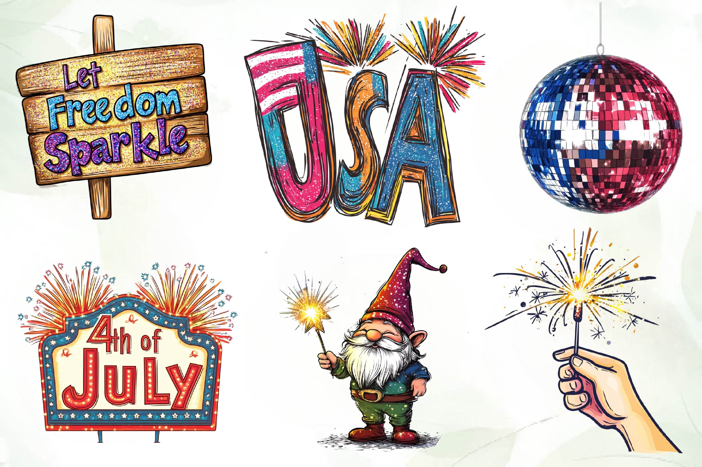 Glitter & Fireworks 4th Of July Clipart Bundle - CraftNest - Digital Crafting and Art