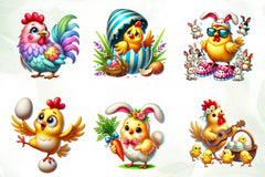 Funny Easter Chicken Clipart Bundle - CraftNest - Digital Crafting and Art