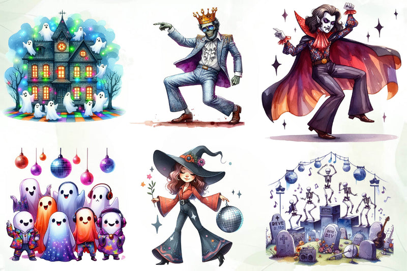 Disco Halloween Clipart Bundle 1 - CraftNest - Digital Crafting and Art
