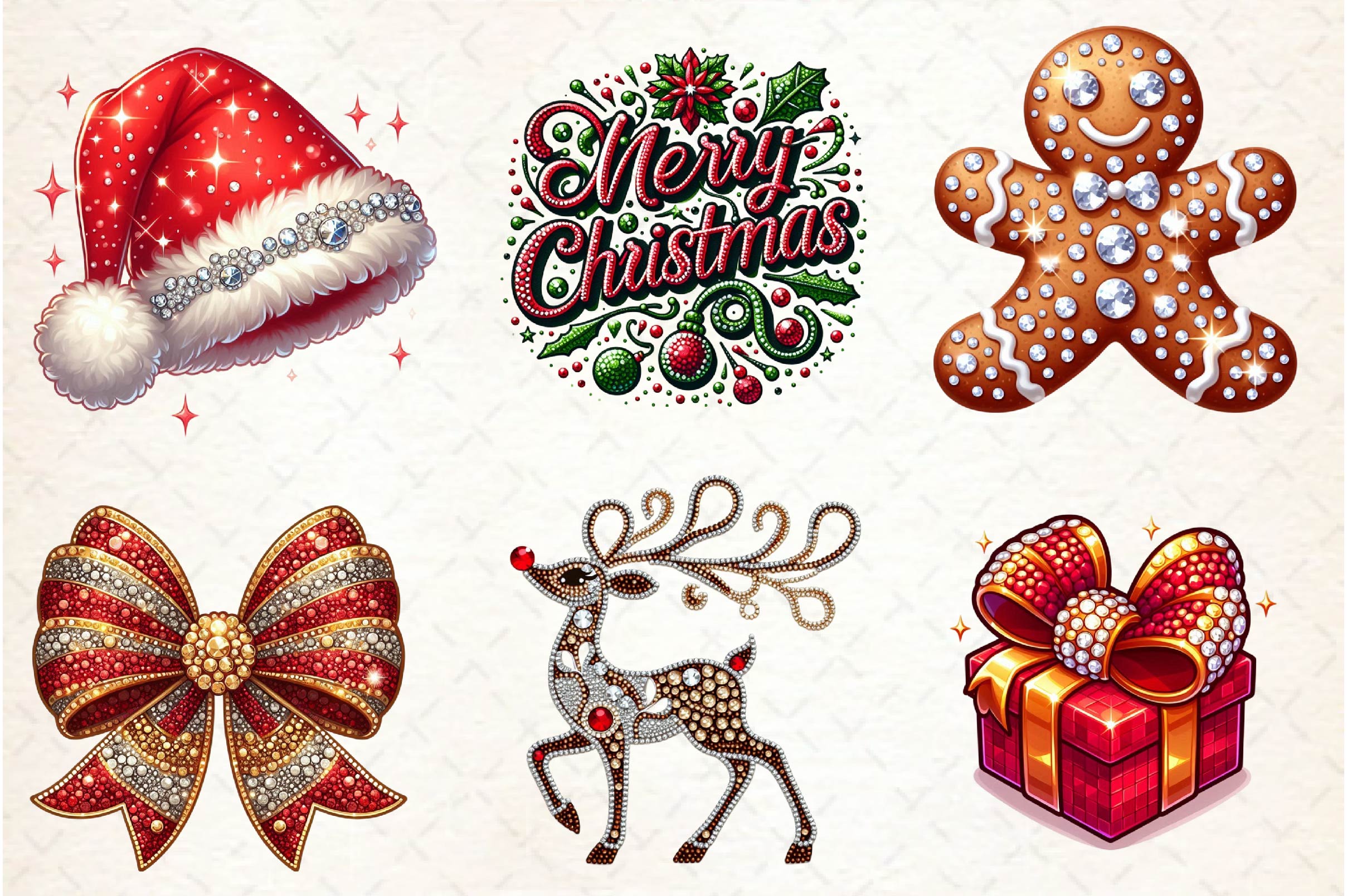 Rhinestone Christmas Clipart Bundle - CraftNest - Digital Crafting and Art