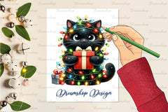 Funny Christmas Black Cat Clipart Bundle 3 - CraftNest - Digital Crafting and Art
