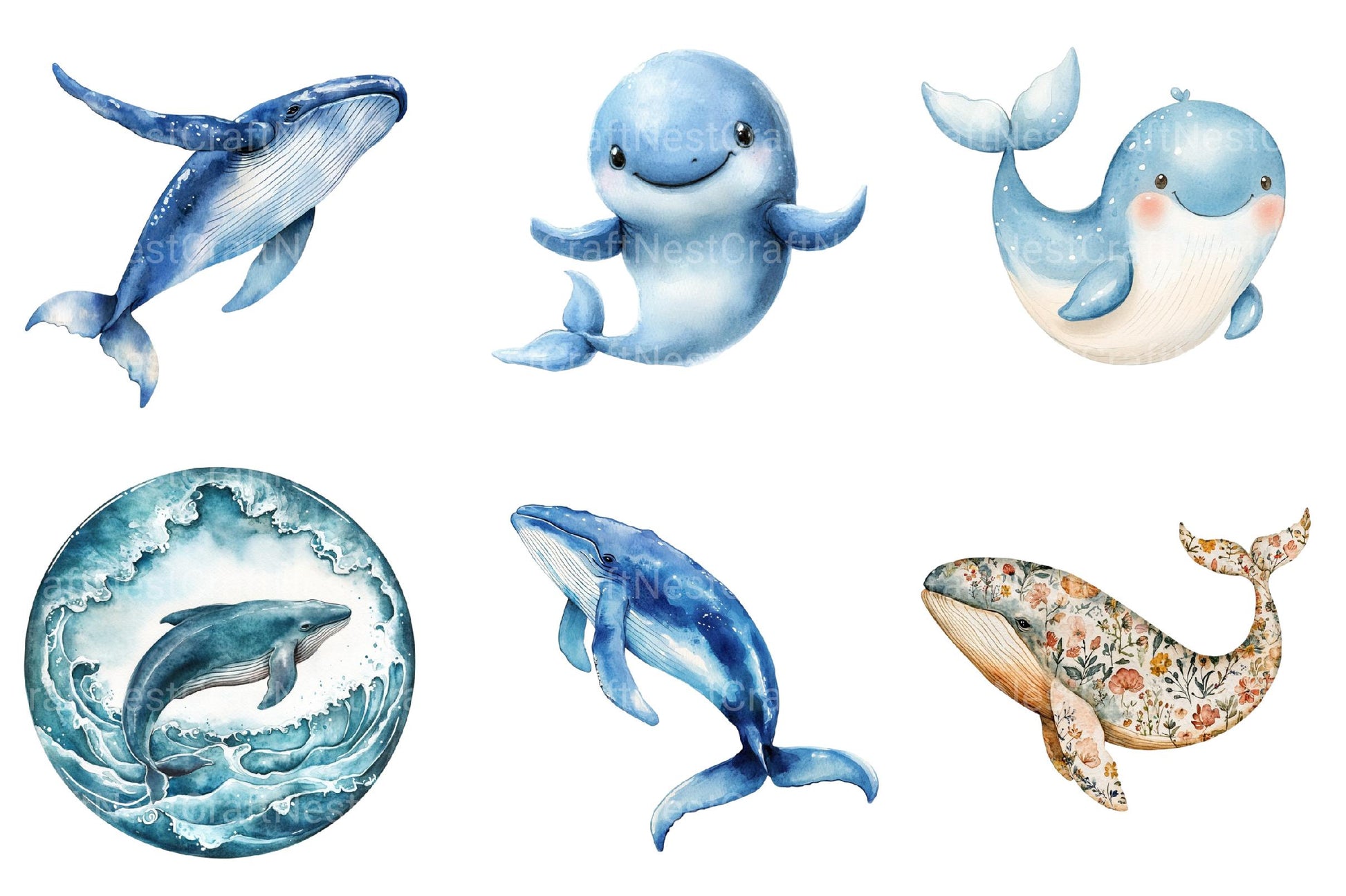 Whale Clipart - CraftNest - Digital Crafting and Art