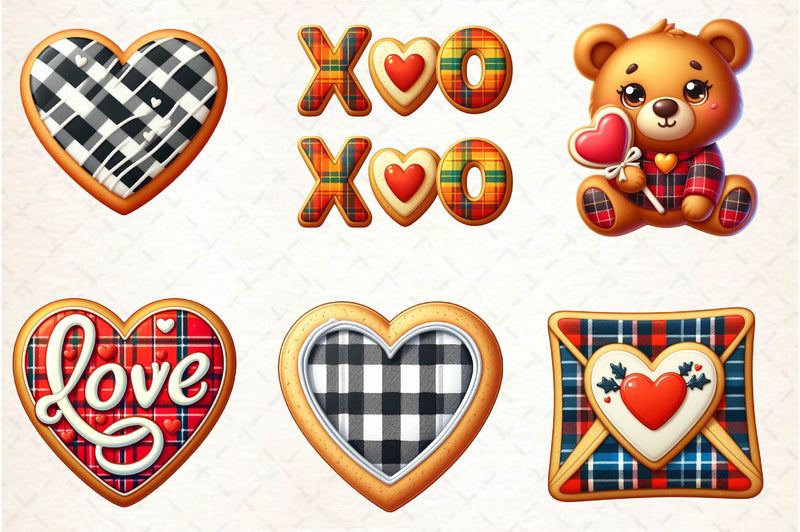 Cookies Plaid Valentine Clipart Bundle - CraftNest - Digital Crafting and Art