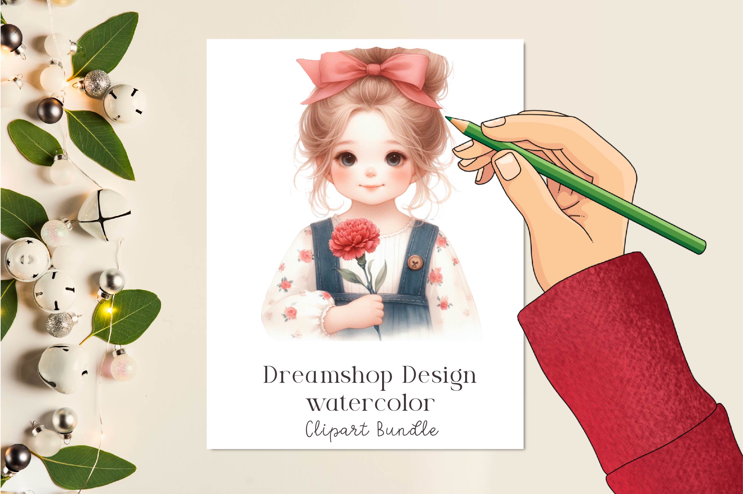 Little Girl With Floral Clipart Bundle - CraftNest - Digital Crafting and Art