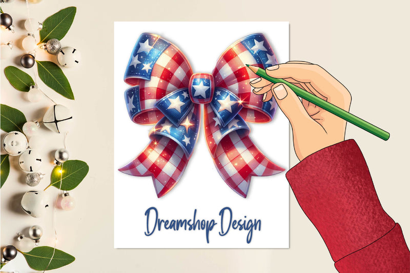 Gingham Patriotic Bow Clipart Bundle - CraftNest - Digital Crafting and Art
