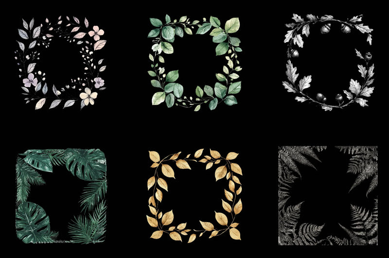 Ink Leaf Frame Backgrounds Clipart Bundle - CraftNest - Digital Crafting and Art