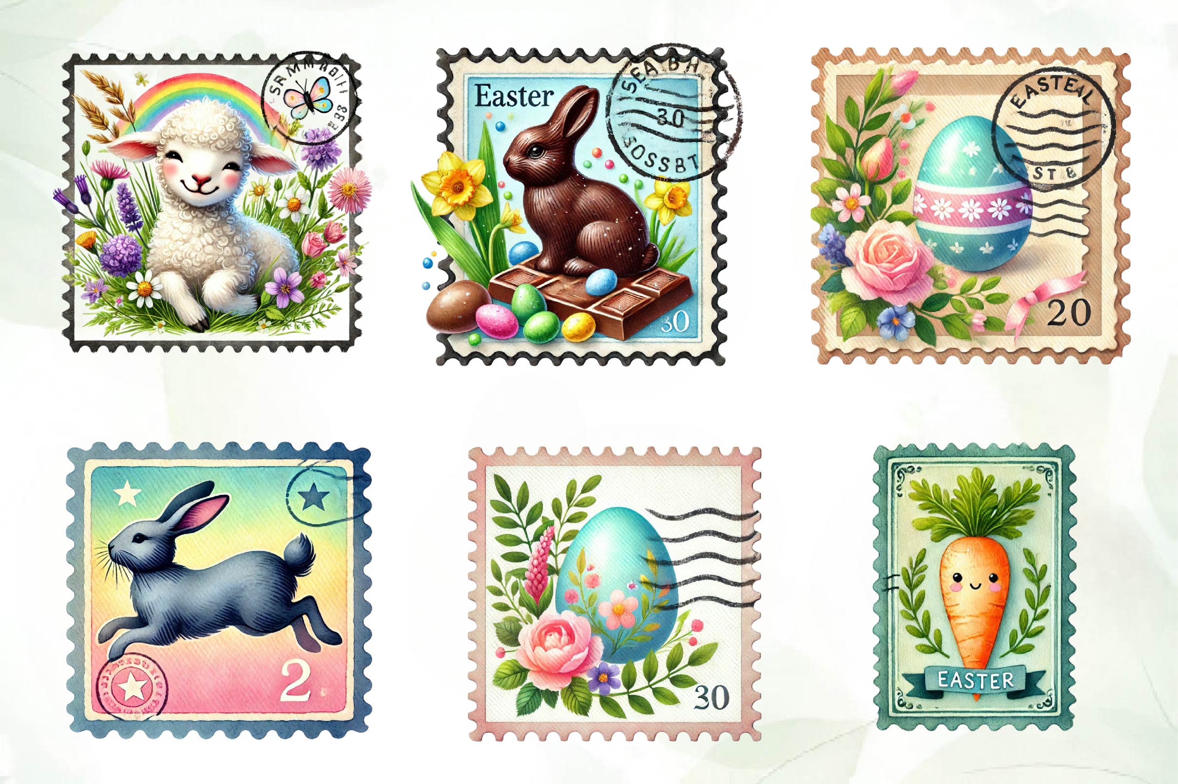 Easter Postage Stamp Clipart Bundle - CraftNest - Digital Crafting and Art
