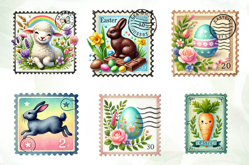 Easter Postage Stamp Clipart Bundle - CraftNest - Digital Crafting and Art