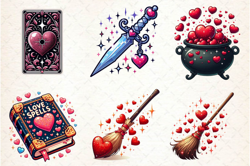 Valentine Gothic Witch Clipart Bundle 1 - CraftNest - Digital Crafting and Art