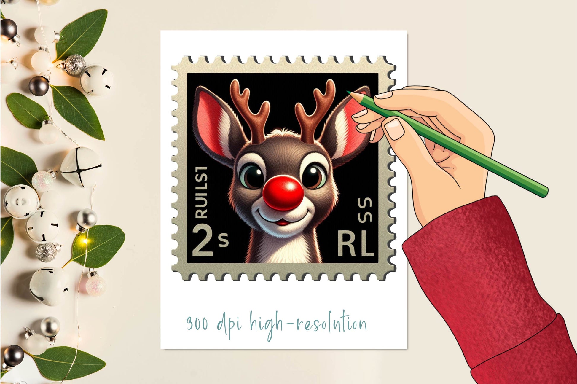 Christmas Reindeer Postage Stamps Clipart Bundle - CraftNest - Digital Crafting and Art
