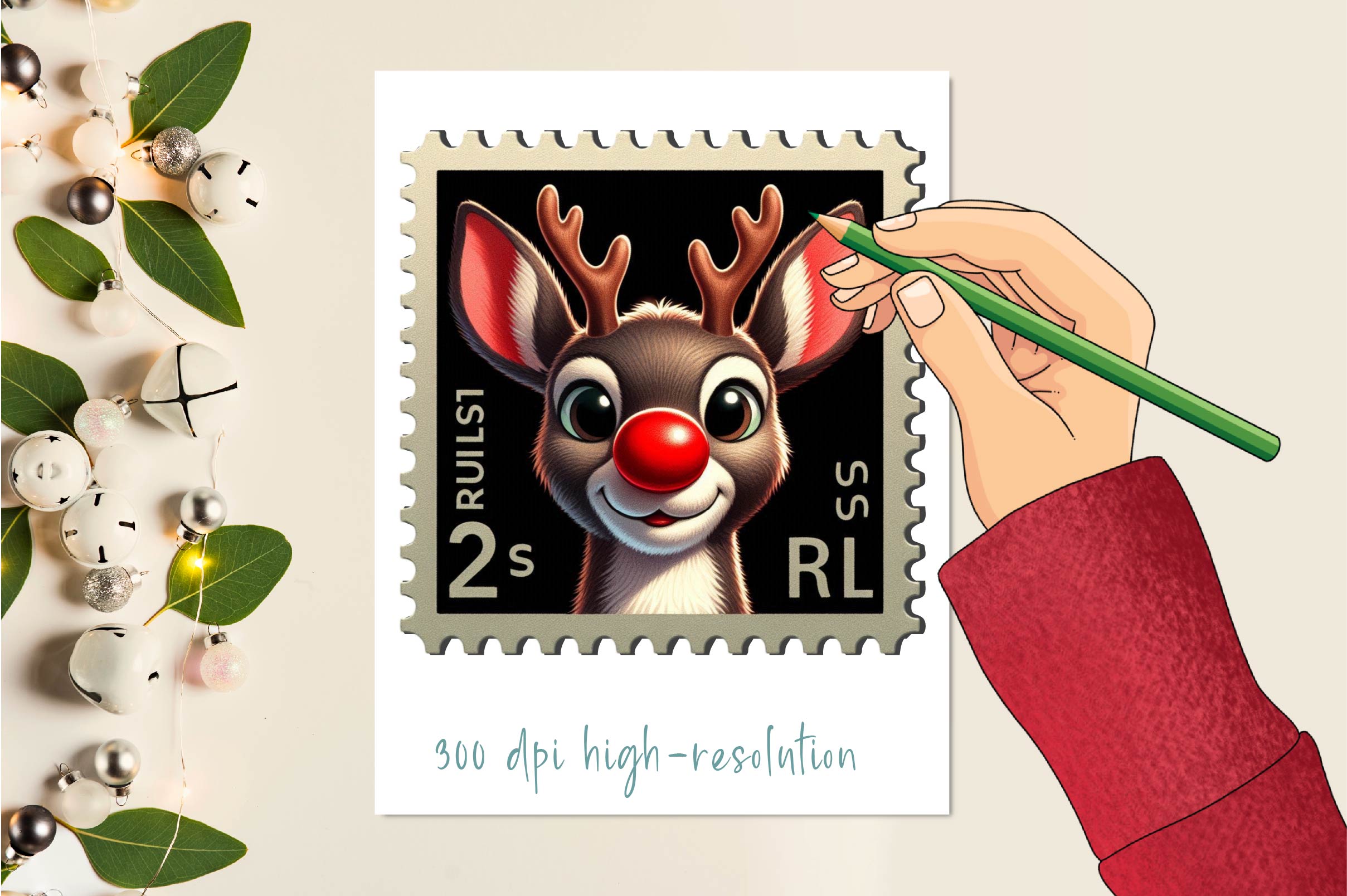 Christmas Reindeer Postage Stamps Clipart Bundle - CraftNest - Digital Crafting and Art