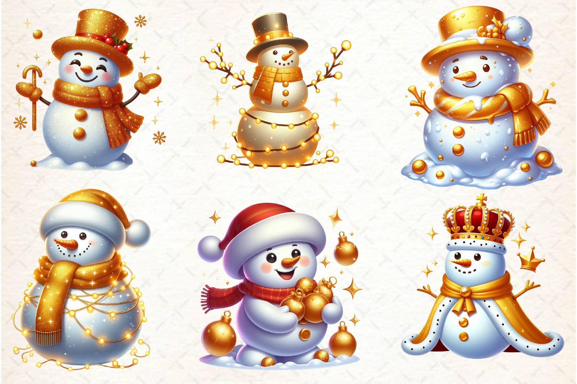 Golden Snowman Clipart Bundle - CraftNest - Digital Crafting and Art