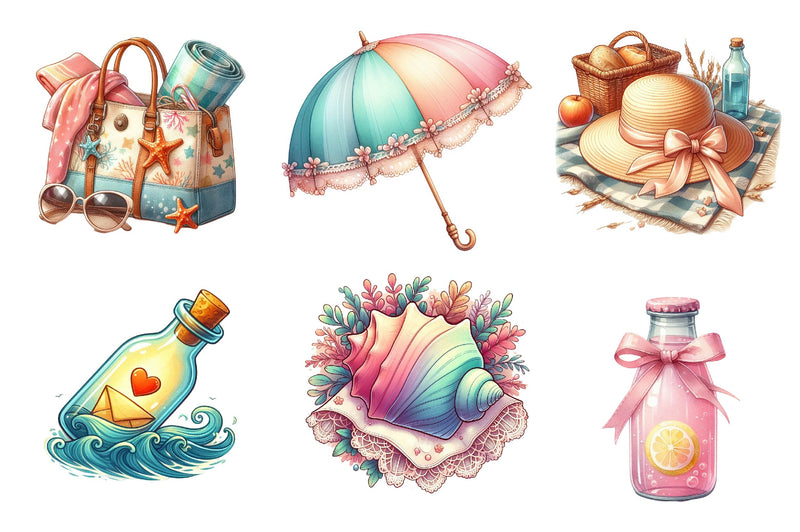 Vintage Beach Clipart Bundle - CraftNest - Digital Crafting and Art