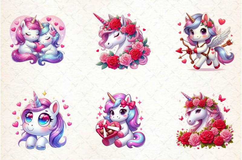 Cute Unicorns Valentine's Day Clipart Bundle - CraftNest - Digital Crafting and Art