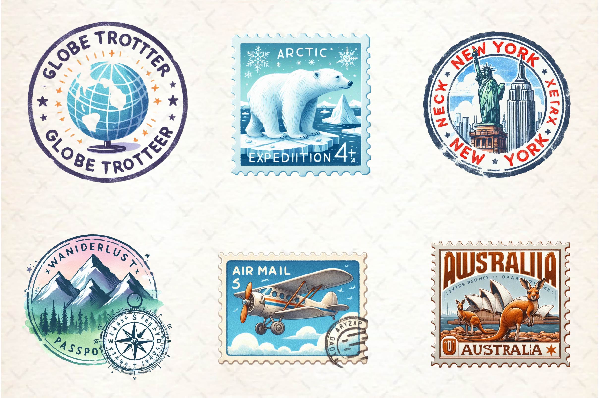 Passport Stamps Clipart Bundle - CraftNest - Digital Crafting and Art