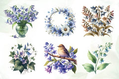 Spring Virginia Bluebells Flower Clipart Bundle - CraftNest - Digital Crafting and Art